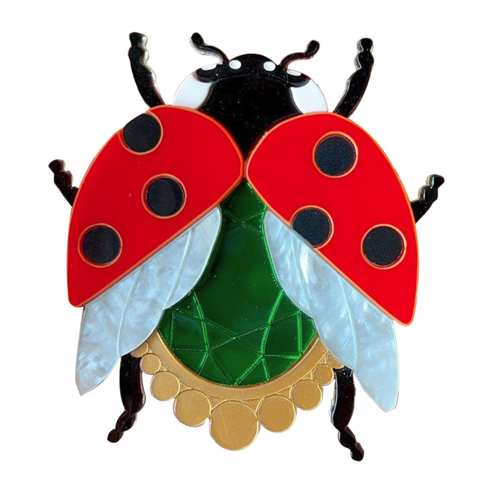 Victorian Age Inspired Insect Jewels Statement Acrylic Brooch - Ladybug by Makokot Design-0