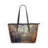 Large Leather Tote Shoulder Bag - Brown Abstract Handbag-0