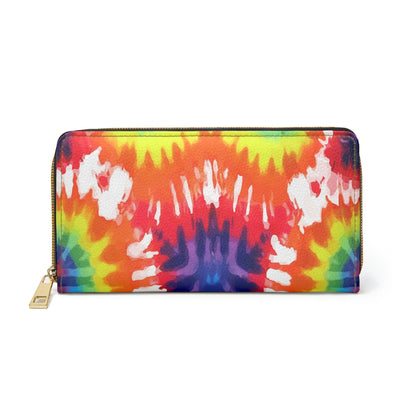 Womens Zipper Wallet, Psychedelic Rainbow Tie Dye-0