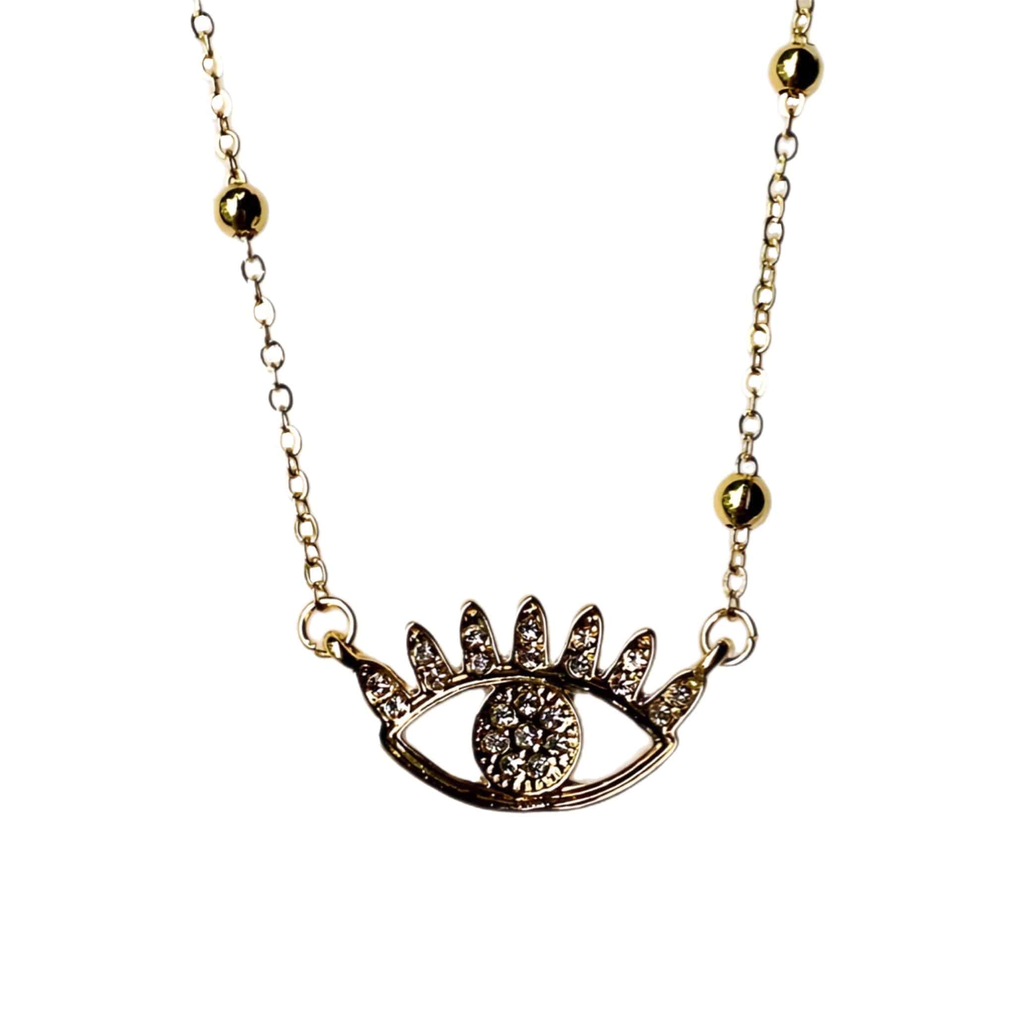 Bright &amp; Studded Eye Necklace | 18k Gold-Plated Zinc Alloy