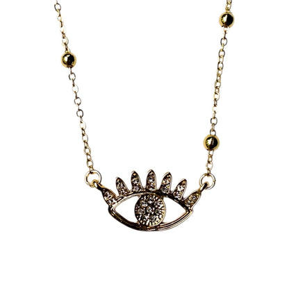 Bright &amp; Studded Eye Necklace | 18k Gold-Plated Zinc Alloy