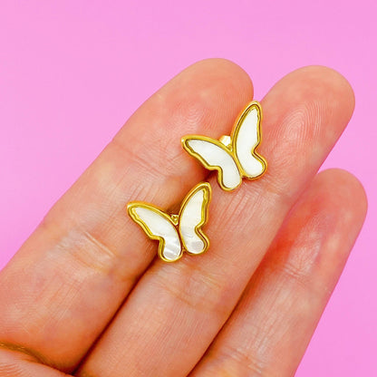 Golden Shell Butterfly Earrings | Stainless Steel