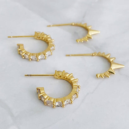 Mood Changer Mini Hoop Earring Set | 18k-Gold Plated Brass &amp; CZ