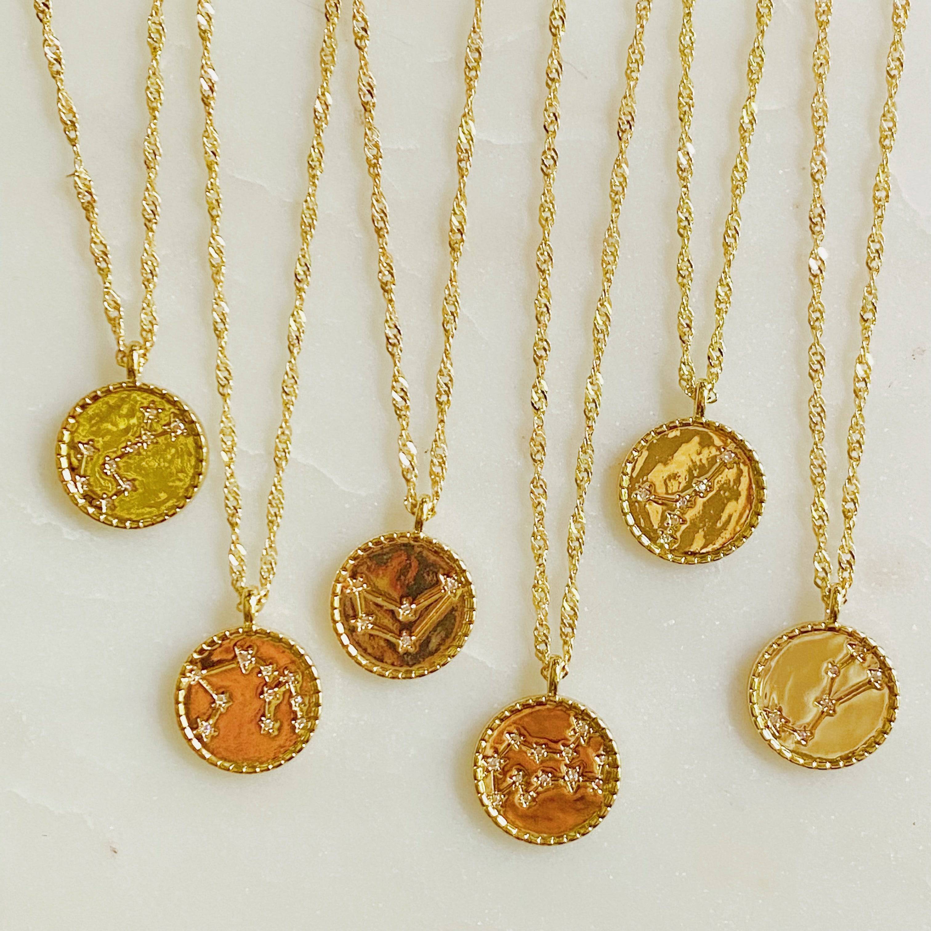 Astronomical Glam Necklace | Zodiac Sign | Gold-Plated Brass &amp; CZ