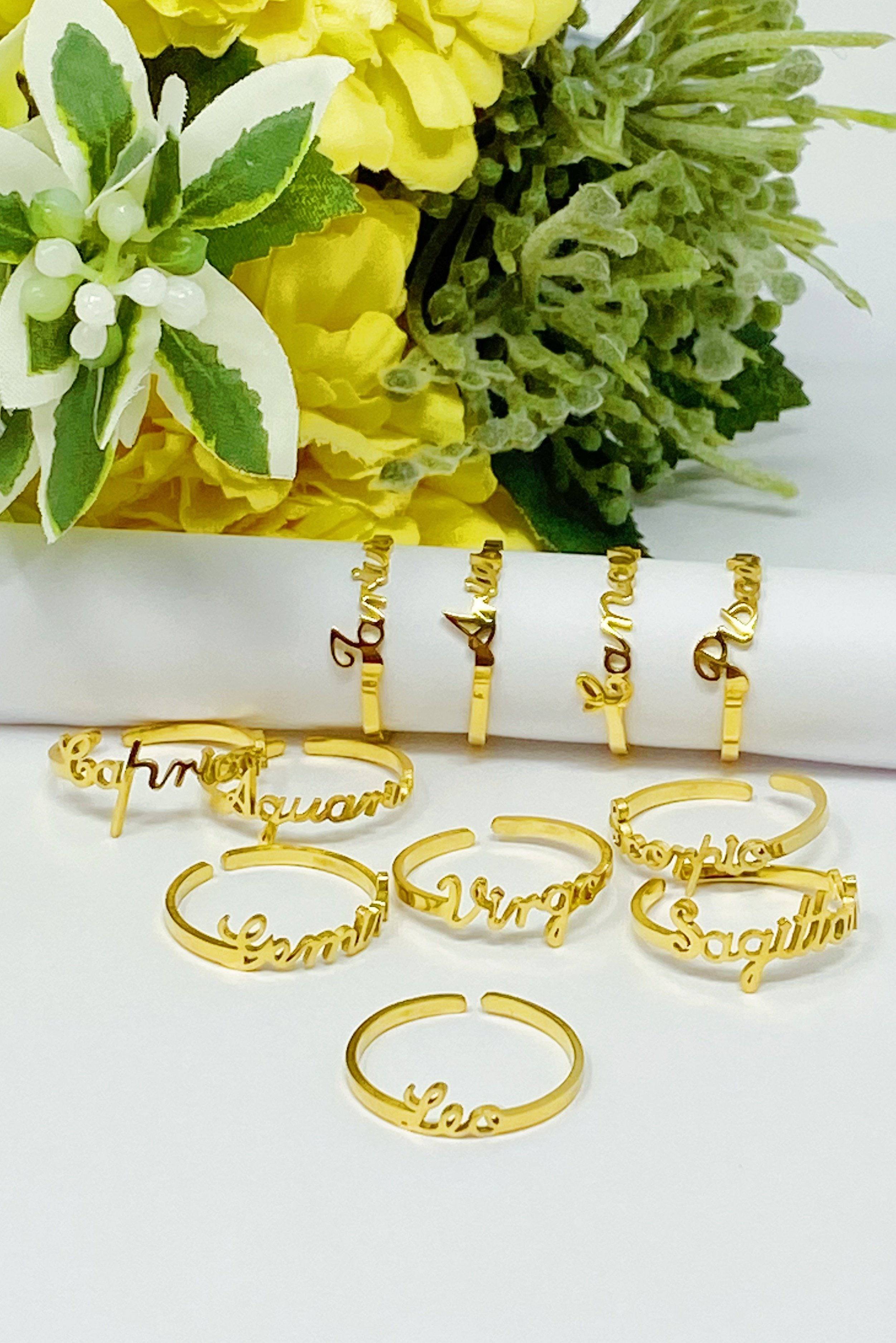 Scripted Zodiac Ring | 18k Gold-Plated Stainless Steel