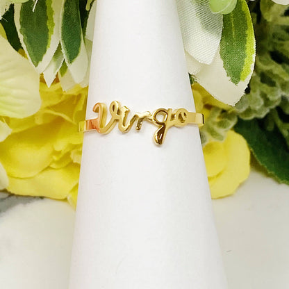 Scripted Zodiac Ring | 18k Gold-Plated Stainless Steel