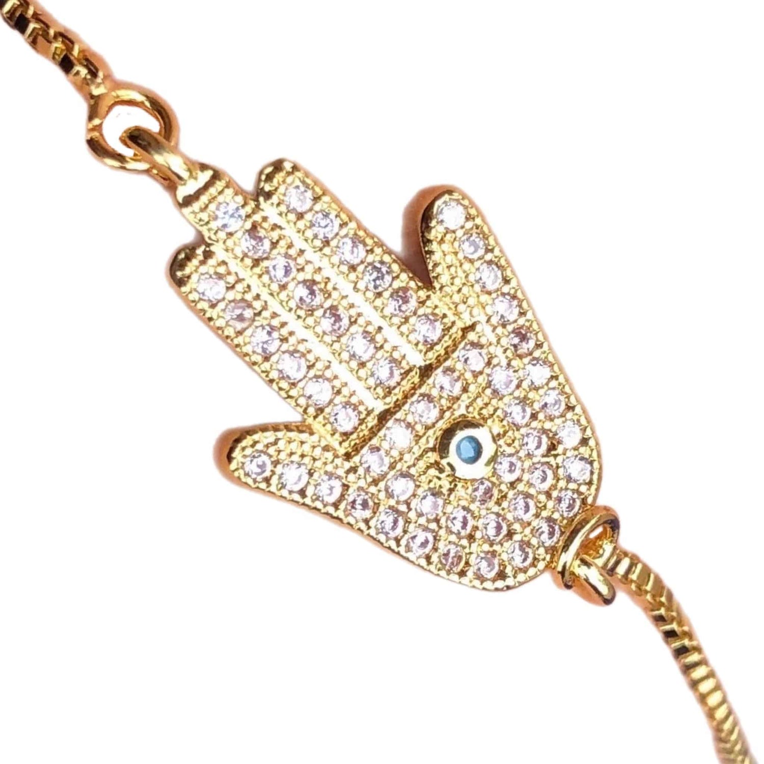 Serenity Hamsa Hand Slide Bracelet | Gold-Plated Brass