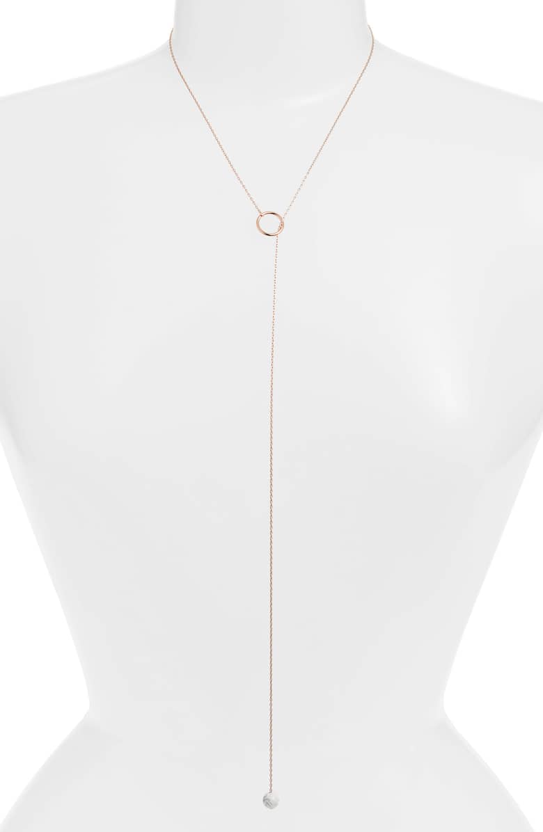 Tessa Delicate Lariat Necklace | Stainless Steel &amp; Crystal | More Colors Available - HartCentered