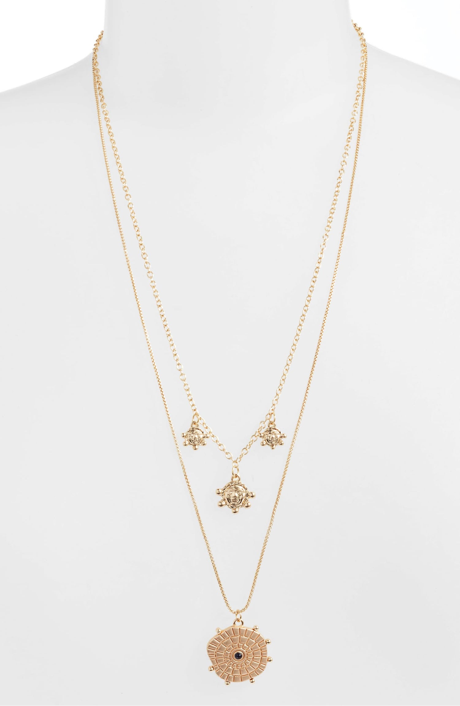 Flare Coin Charm Necklace | Gold-Plated Brass &amp; Glass Crystals - HartCentered