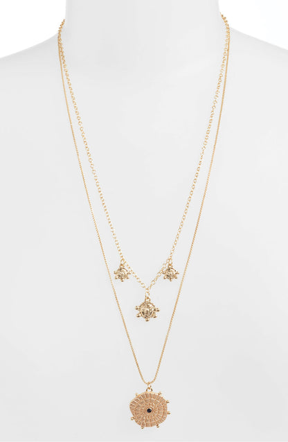 Flare Coin Charm Necklace | Gold-Plated Brass &amp; Glass Crystals - HartCentered