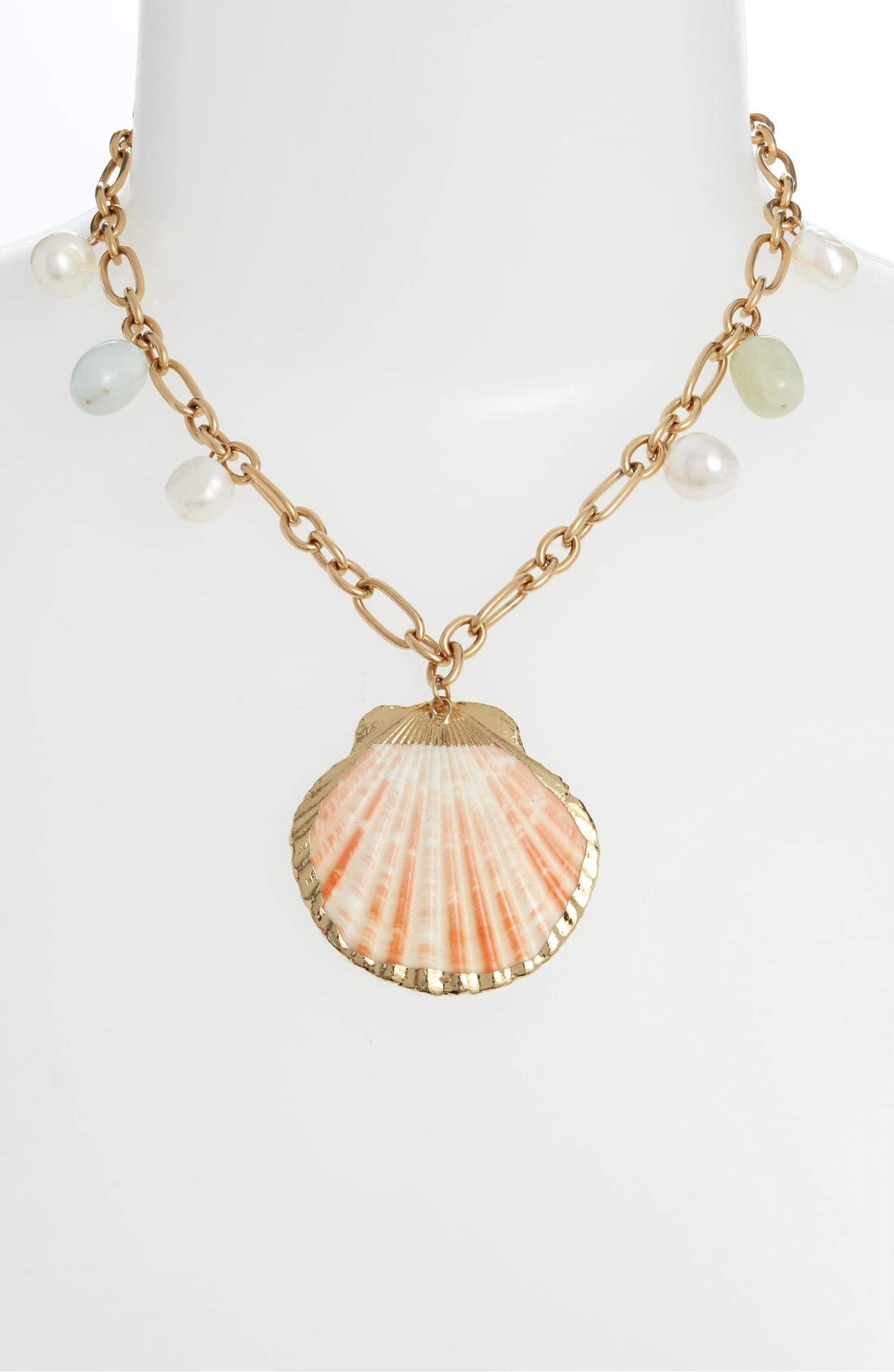 Shells Chain Necklace | Gold-Tone Stainless Steel &amp; Natural Shells - HartCentered