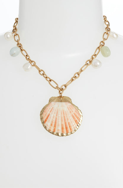 Shells Chain Necklace | Gold-Tone Stainless Steel &amp; Natural Shells - HartCentered