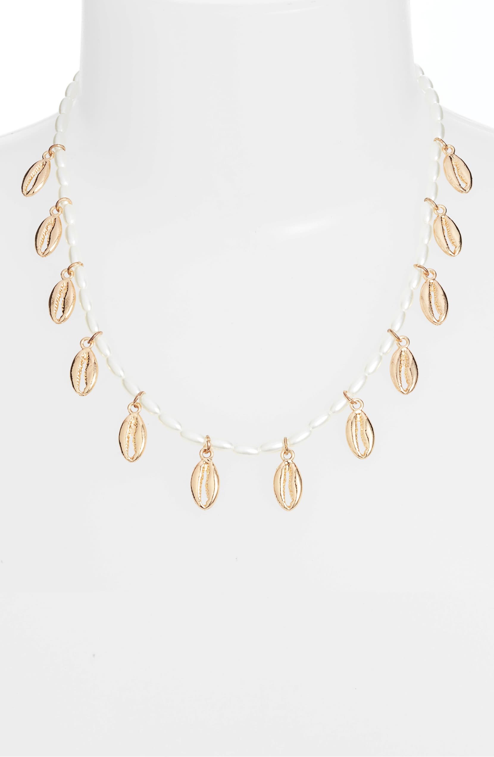 Pearl &amp; Shells Necklace | Gold-Tone Stainless Steel - HartCentered