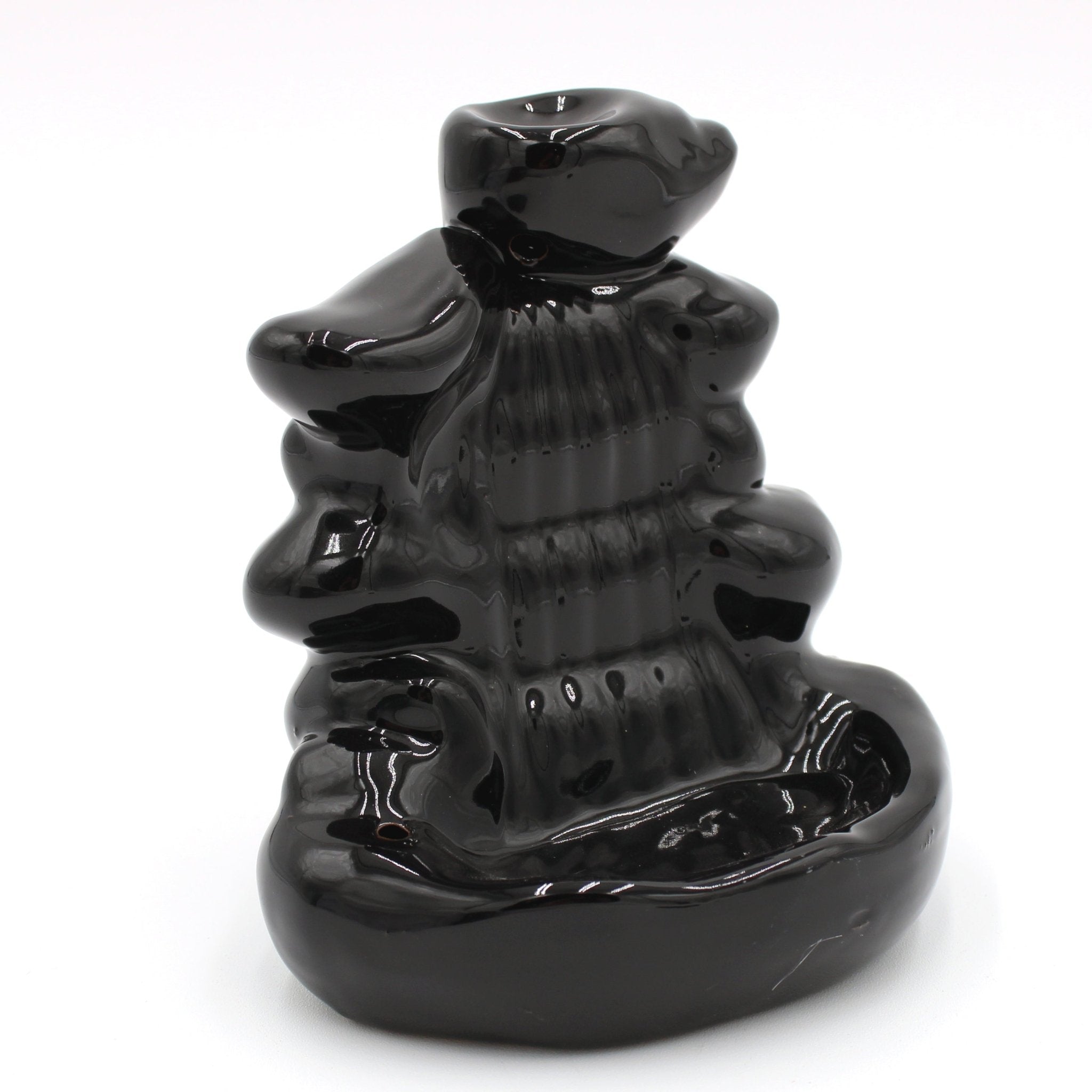 Black Ceramic | Wide Steps | Back Flow | Incense Burner - HartCentered