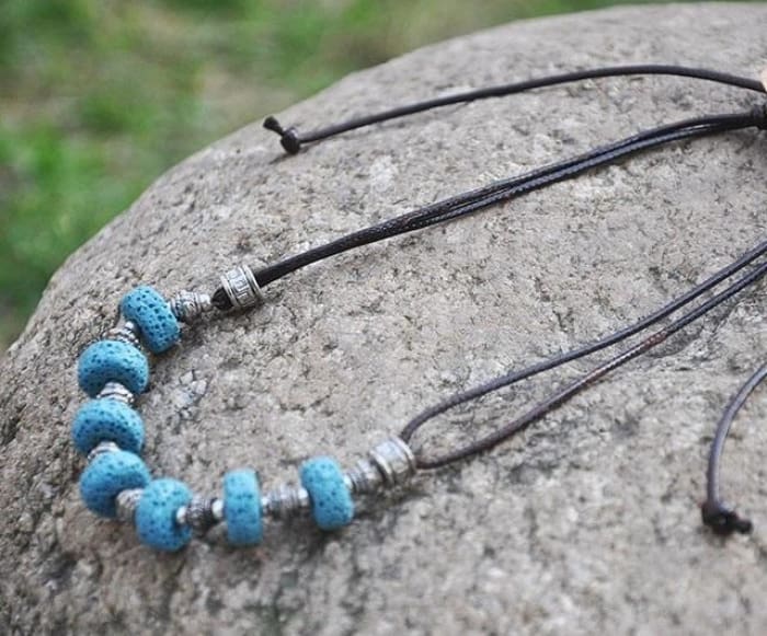 Blue Bead Lava Stone | Essential Oil Necklace - HartCentered