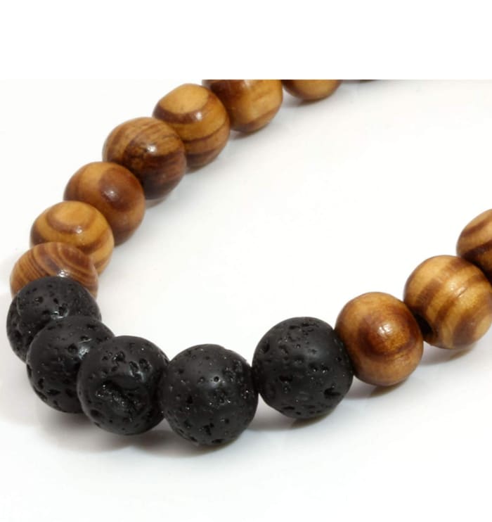 Wood Beads &amp; Lava Stone | Essential Oil Bracelet - HartCentered