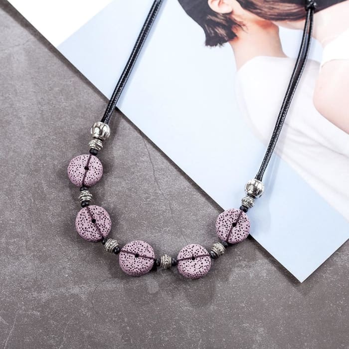 Purple Lava Stone | Essential Oil Necklace - HartCentered