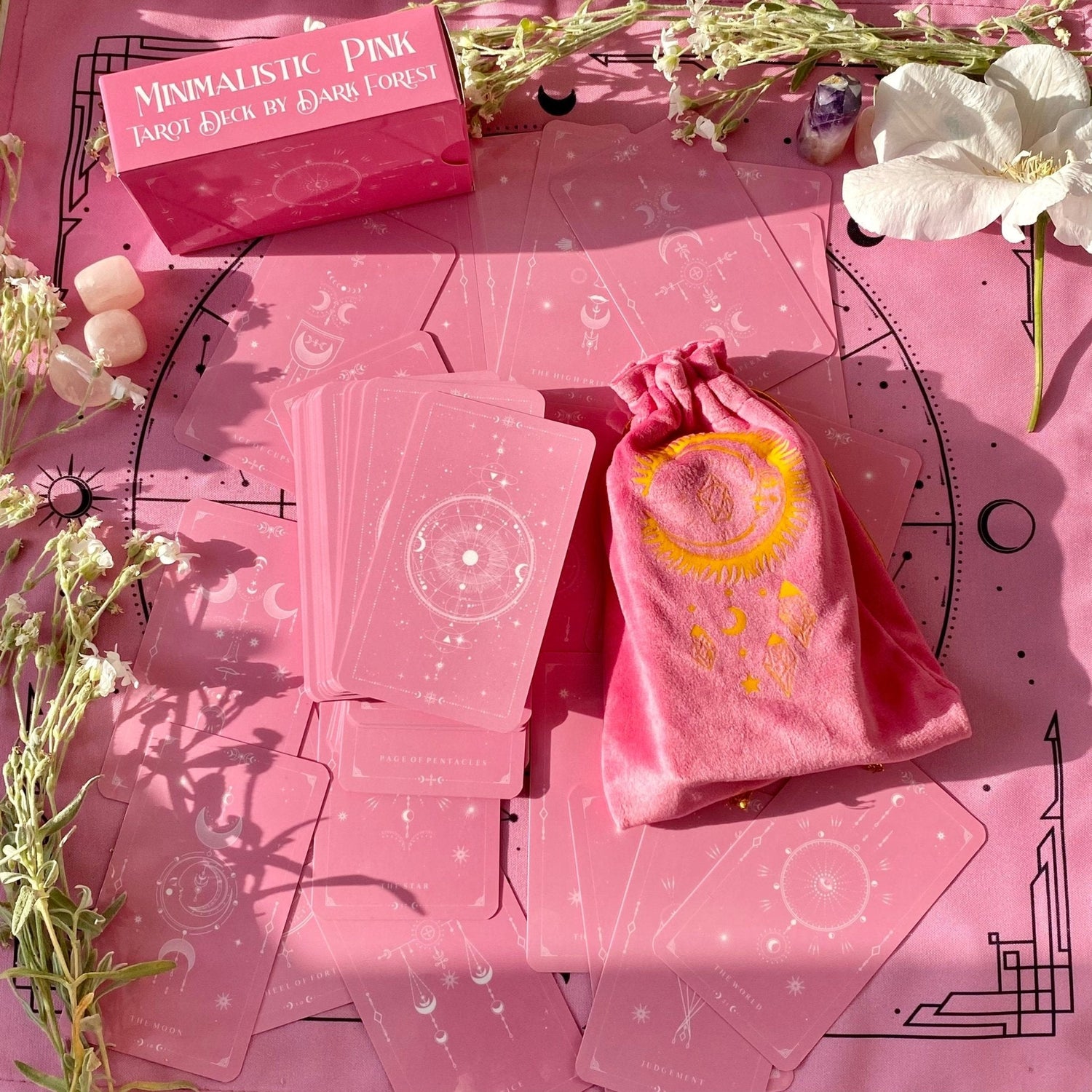 Velvet Bag &amp; Tarot Cloth | Pink - HartCentered