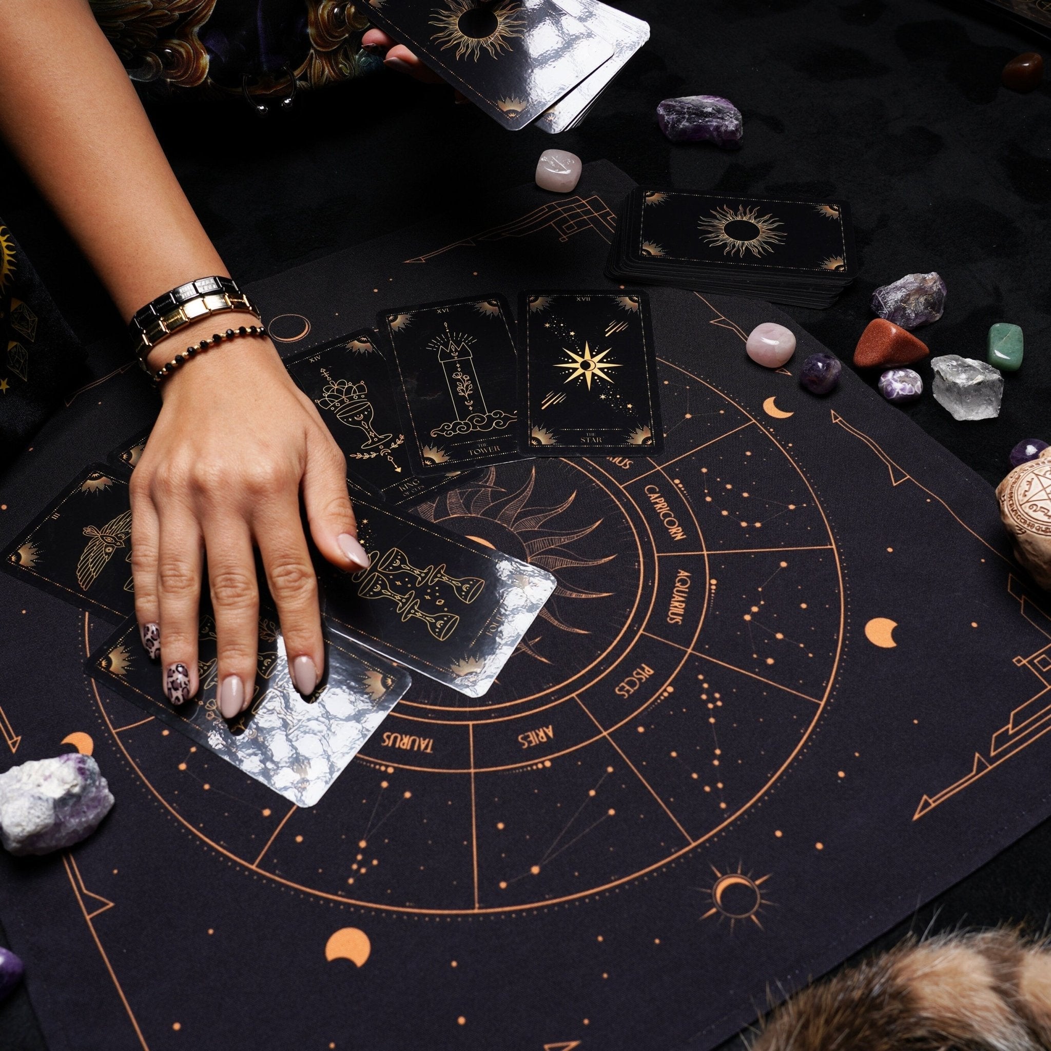 Tarot Cloth | Black &amp; Gold - HartCentered