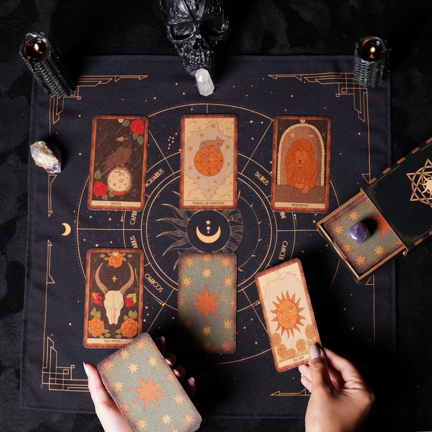 Tarot Cloth | Black &amp; Gold - HartCentered