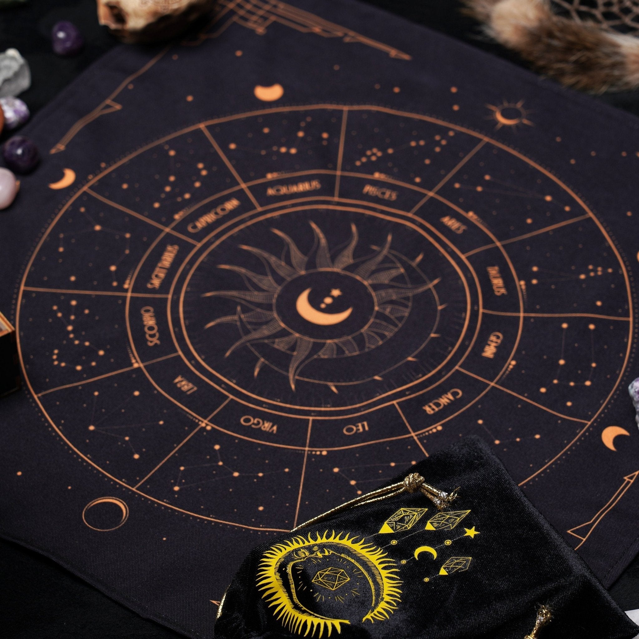 Tarot Cloth | Black &amp; Gold - HartCentered