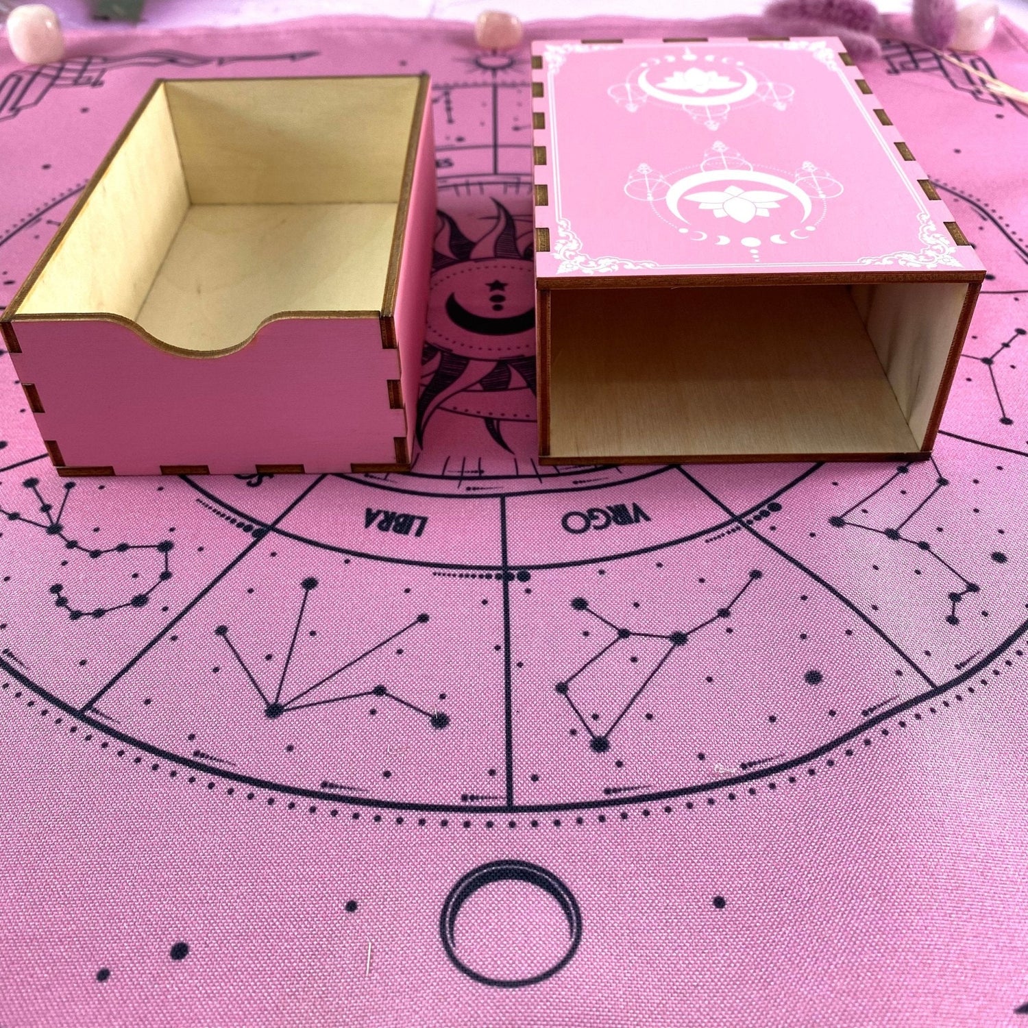 Wooden Tarot Box | Pink Lotus - HartCentered