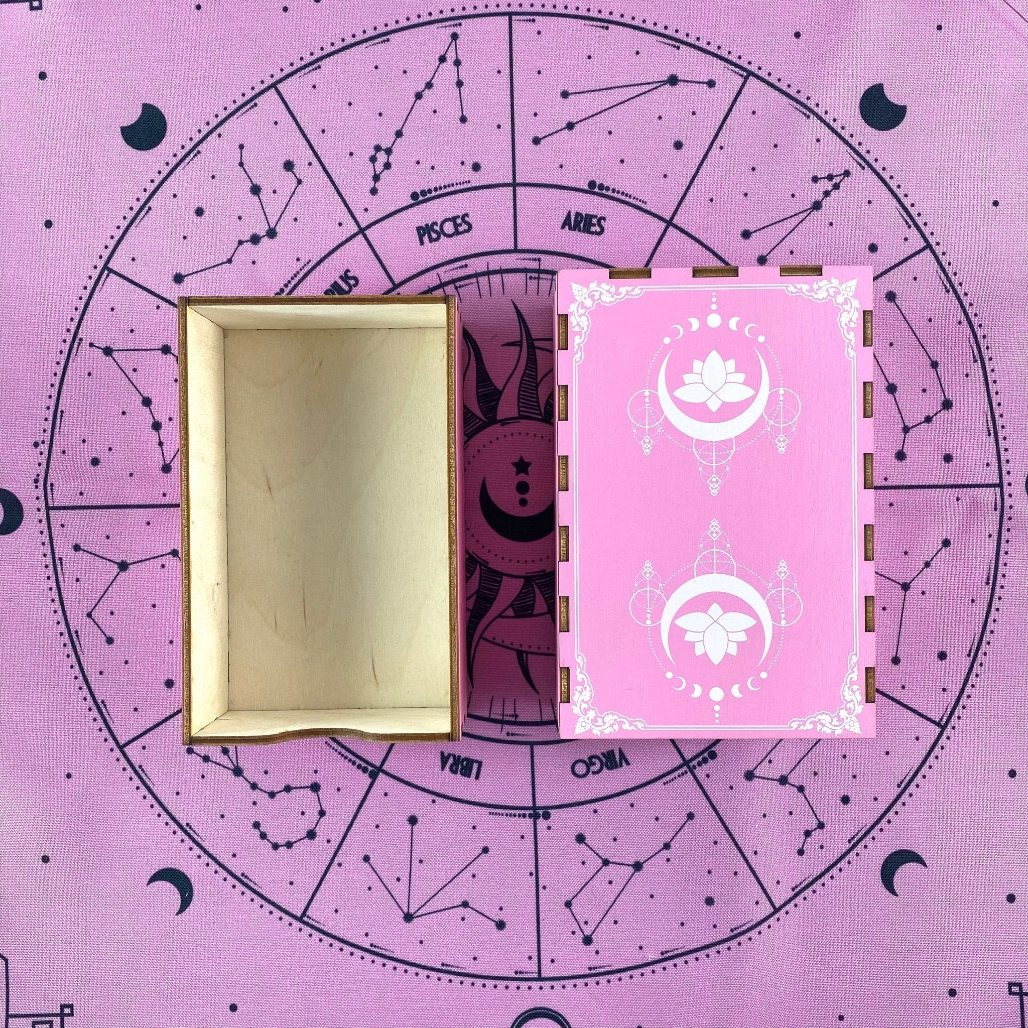 Wooden Tarot Box | Pink Lotus - HartCentered