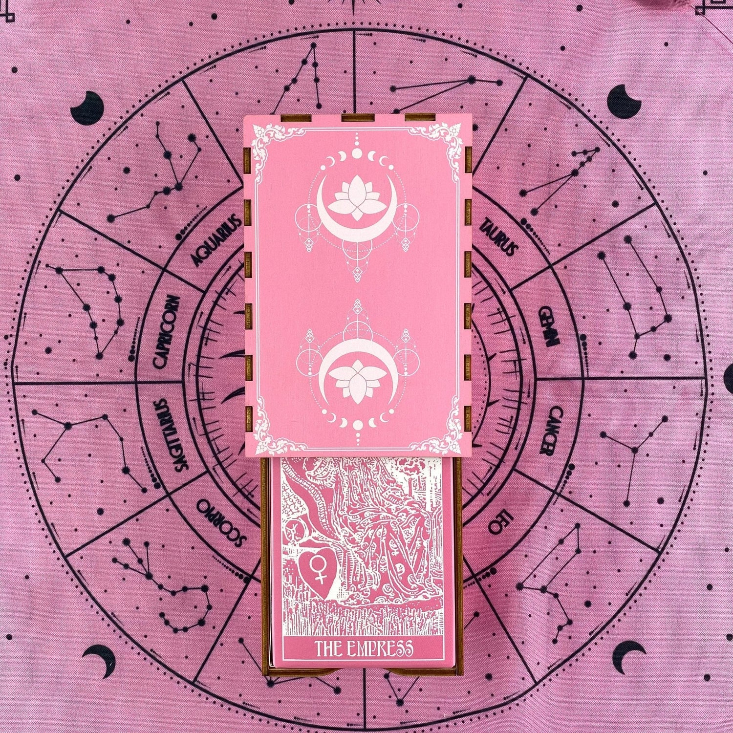 Wooden Tarot Box | Pink Lotus - HartCentered