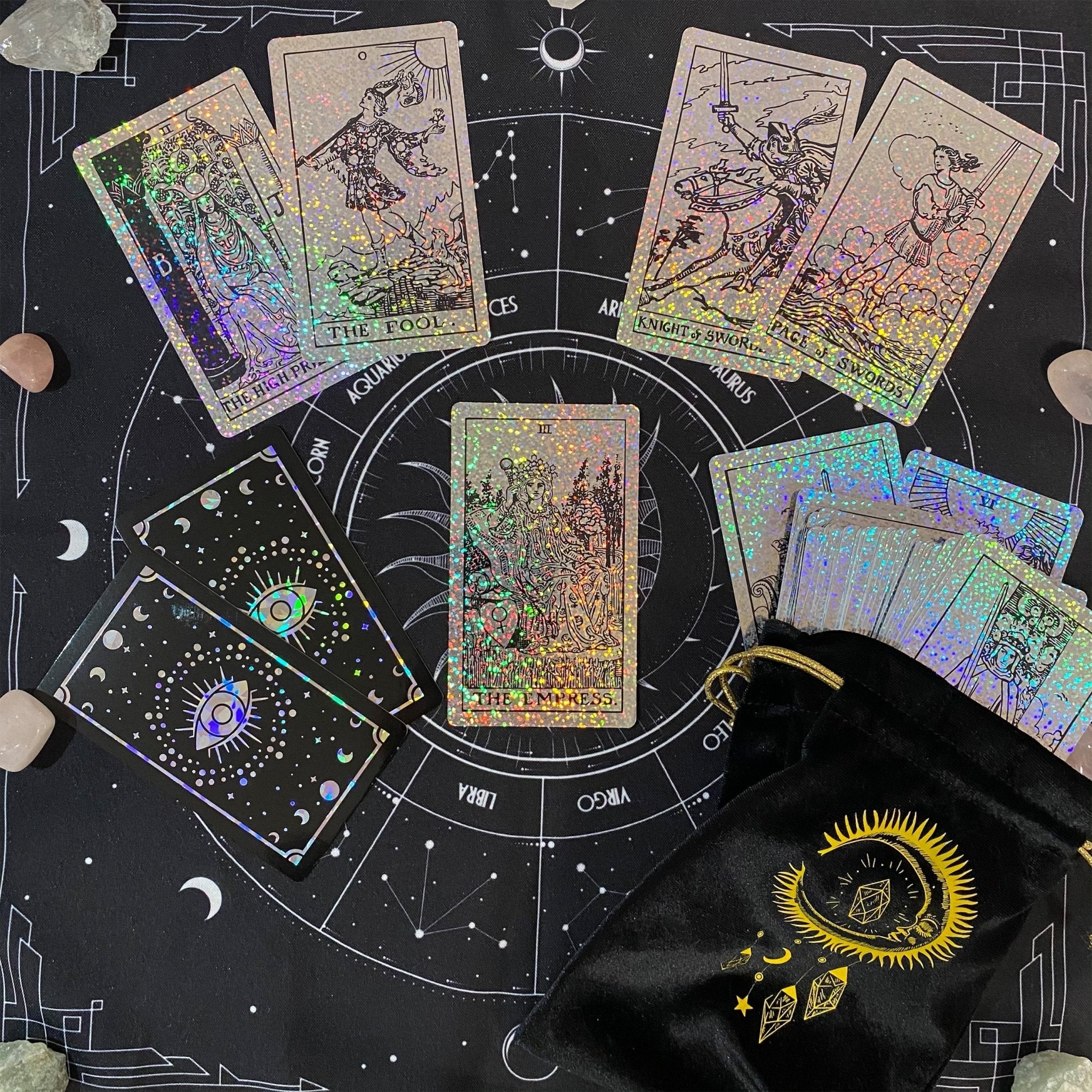 The Rider Waite | Holographic Crystal Foil | Tarot Deck Set - HartCentered