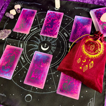 The Rider Waite | Purple Neon Foil | Tarot Deck | Red/Black Set - HartCentered