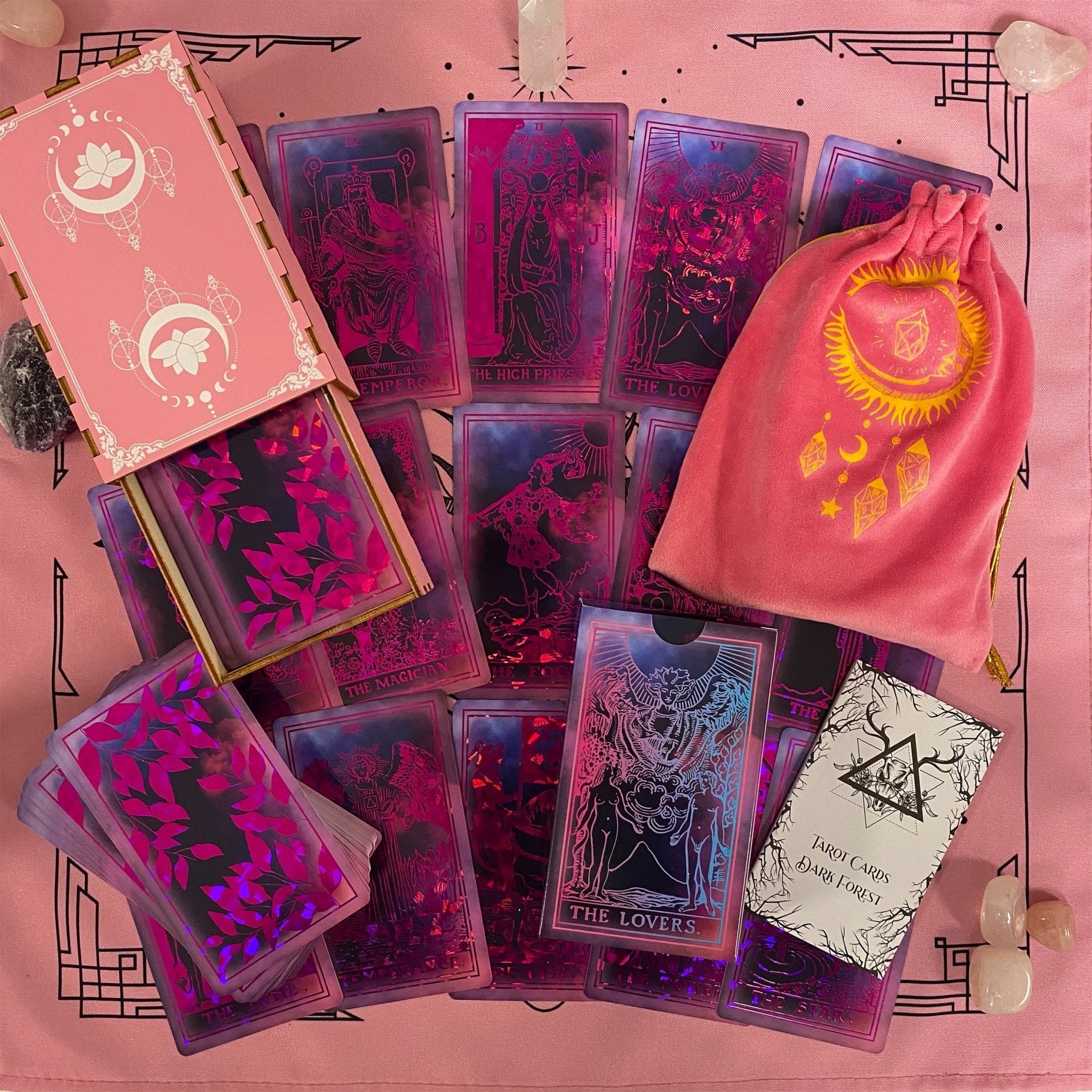 The Rider Waite | Purple Neon Foil | Tarot Deck | Pink Set - HartCentered