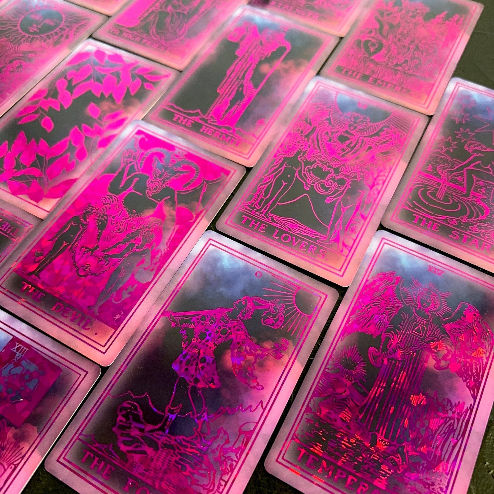 The Rider Waite | Purple Neon Foil | Tarot Deck | Pink Set - HartCentered