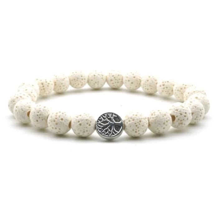 White Lava Stone | Tree of Life | Essential Oil Bracelet - HartCentered